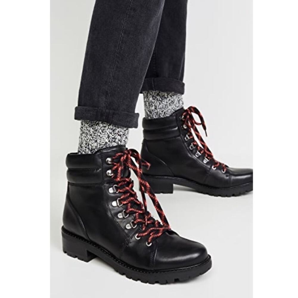 Sam Edelman Tamia Combat Boots in Black Leather Women's Size 10 - Picture 1 of 10